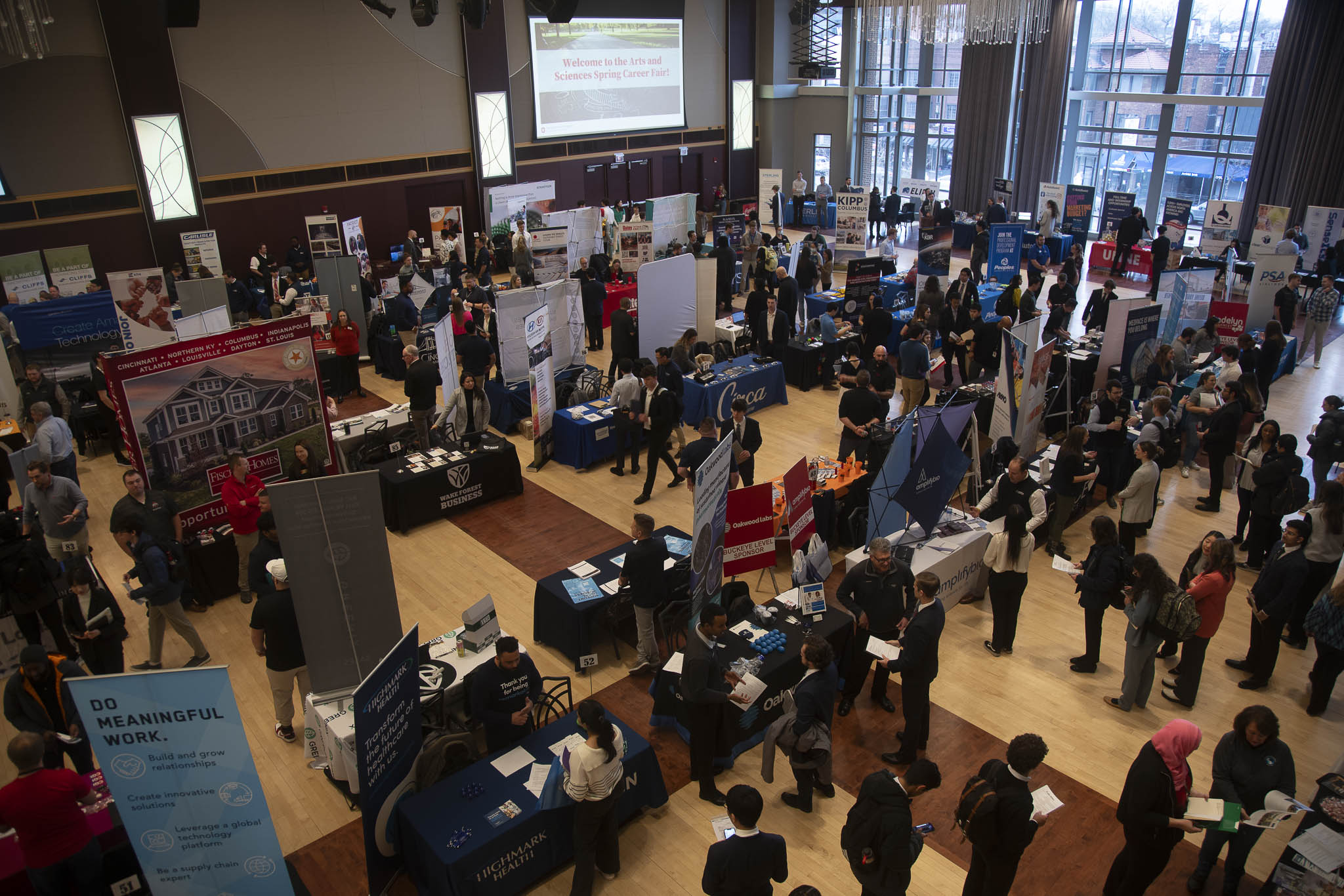 Students and employers interacting at the Spring Career Fair