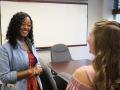 Career Coach Brandy WIlliams meets with a student