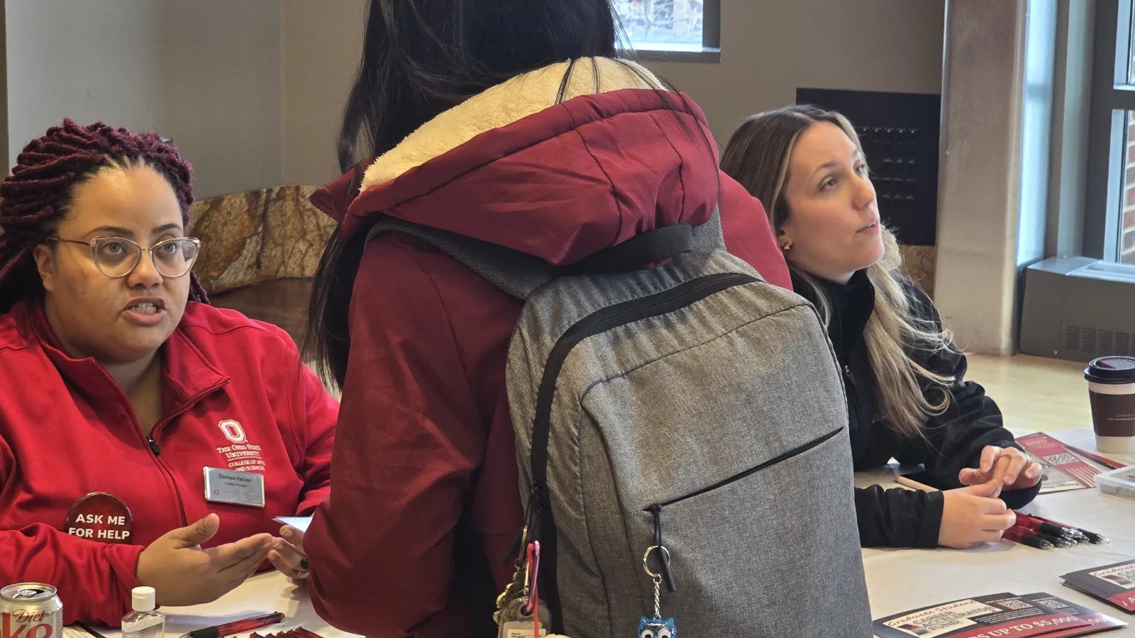 Two Career Coaches speak to students about the Career Accelerator Fund