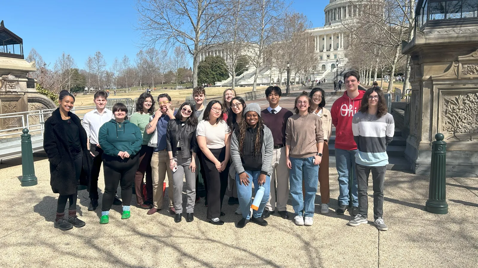 Student standing in front of the capital building in Washington DC