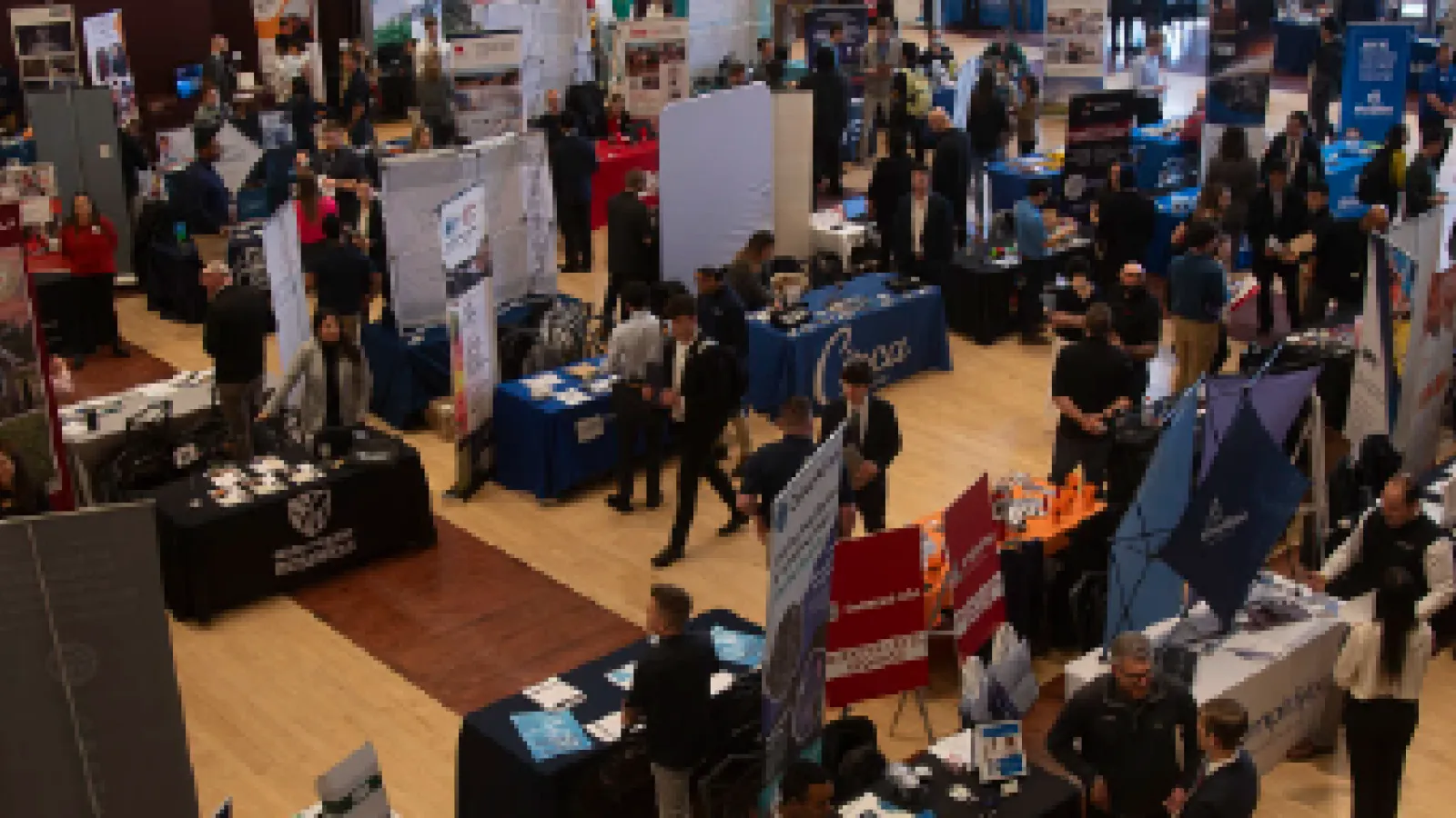 Students attending a career fair at the union.