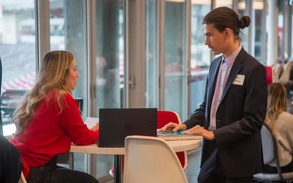 Career Coach Maddie K. helping a student