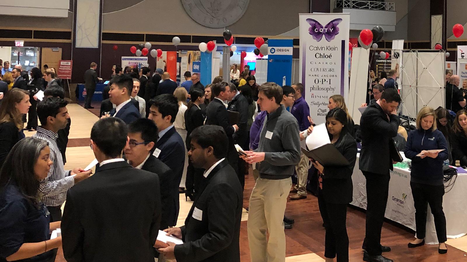 Students queue up to talk with recruiters at the Spring Career Fair