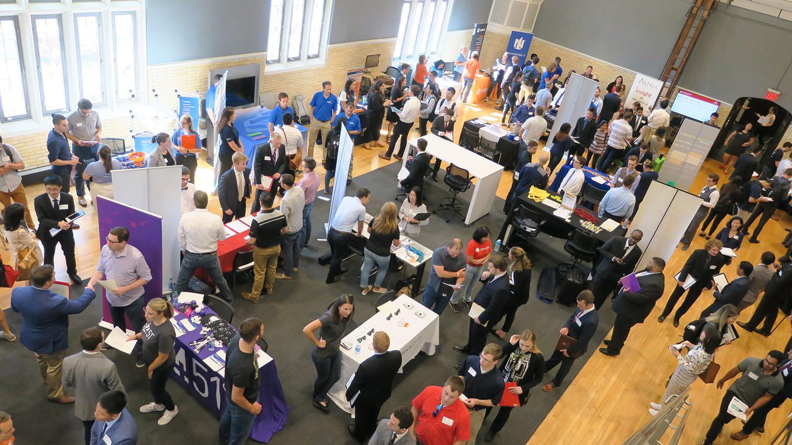 Overhead view of a crowded Career Expo